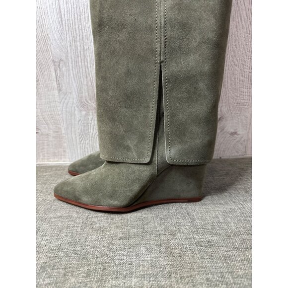 Vince Camuto VC Tibani Forrest Green Womens Sz 8.5 Suede Knee High Wedge Boots - Picture 5 of 12
